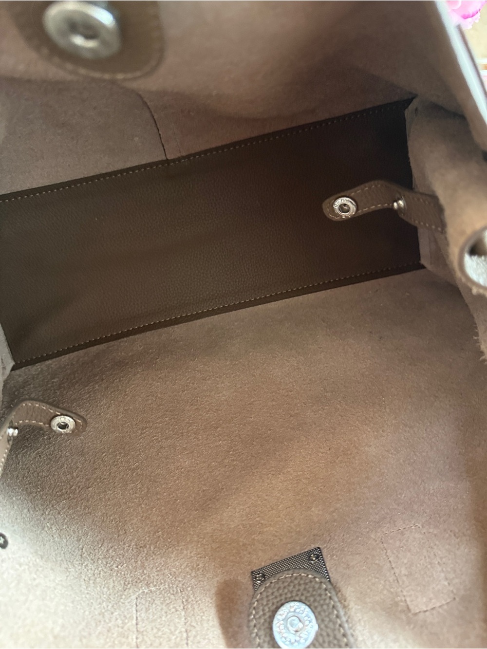 Genuine Leather Taupe Top-Handle Tote - Picture 4 of 8